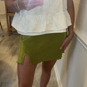 Wild fable green metallic skirt with ruffle hem detailing